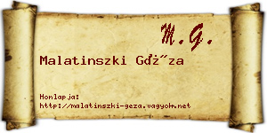 Malatinszki Géza névjegykártya