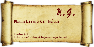 Malatinszki Géza névjegykártya
